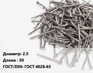 Гвоздь длинный 2.5х50 ГОСТ: ГОСТ 4028-63